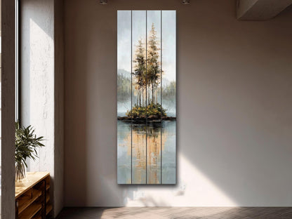 Rustic Wood Wall Art – Scenic Wood Landscape Print With Natural Texture