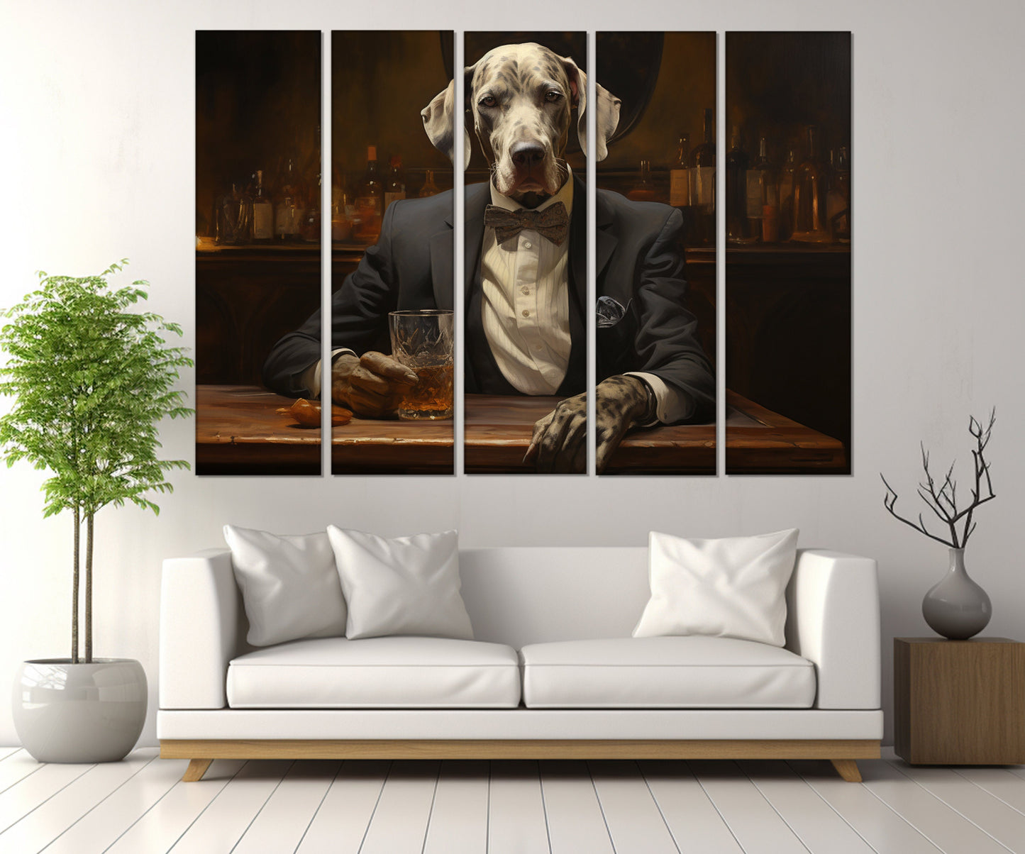 Dog In A Suit Canvas - Whiskey Wall Art | Cigar Club Decor | Politician Gift