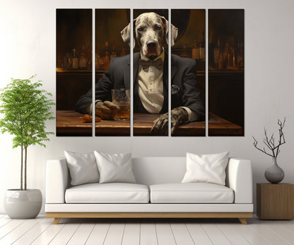 Dog In A Suit Canvas - Whiskey Wall Art | Cigar Club Decor | Politician Gift