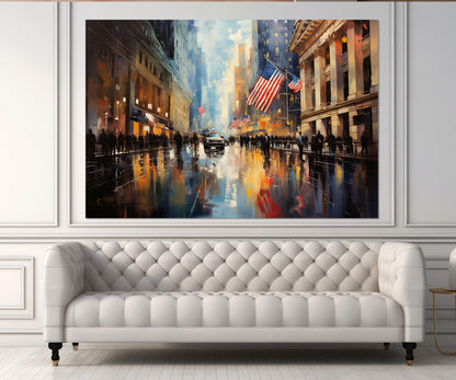 Wall Street Canvas Print - New York Wall Art | Framed Cotton Canvas Ready to Hang