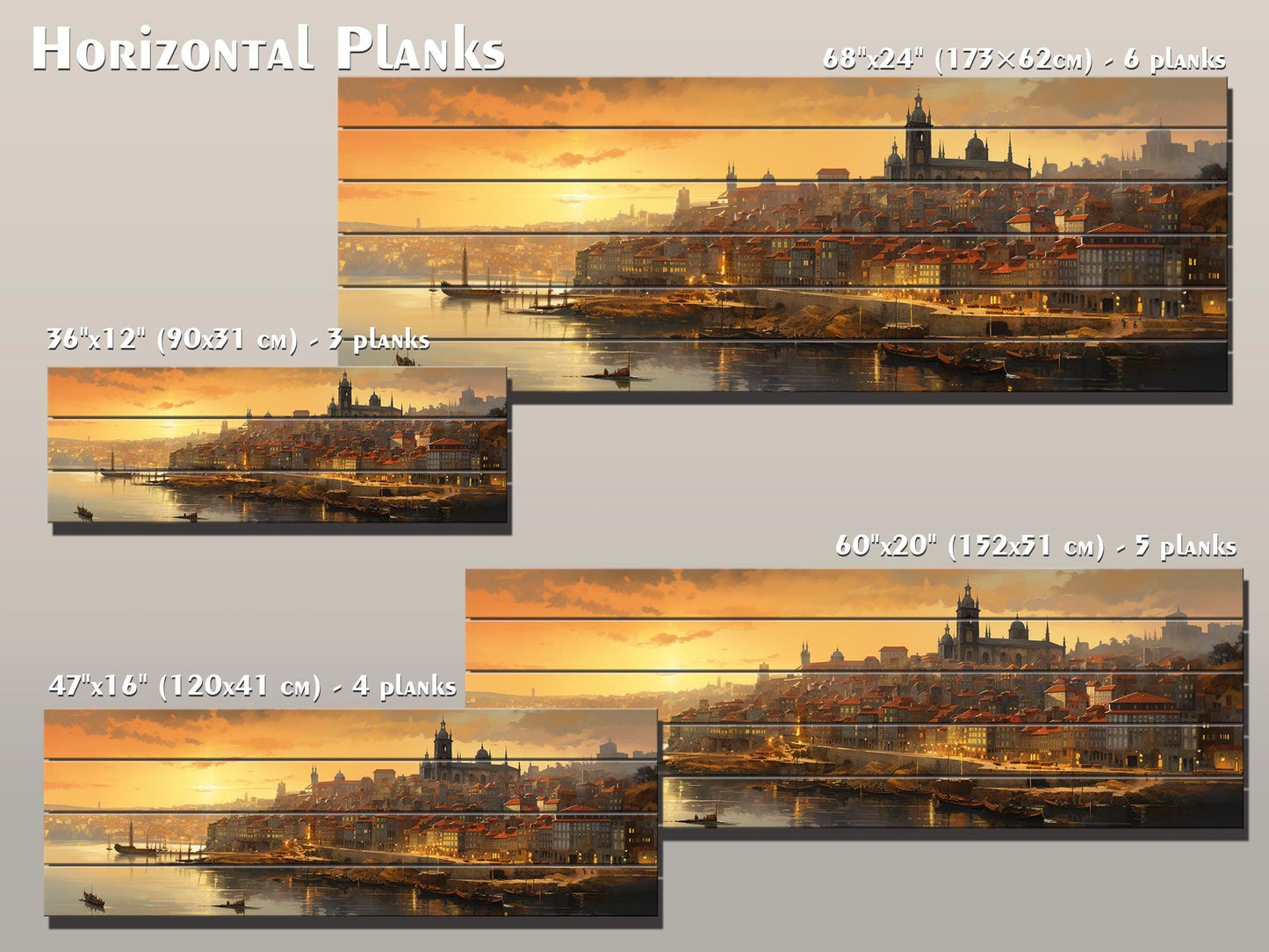 Vintage Porto Print on Natural Wood – Portugal Wall Art