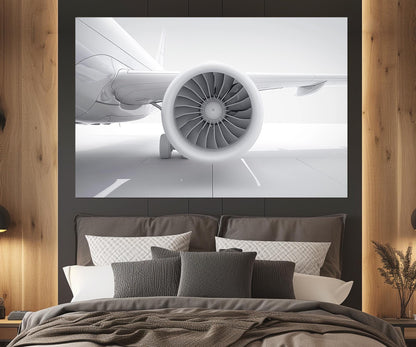 Plane Turbine Canvas Print - Minimalist Aviation Wall Art | Ready To Hang Framed Cotton Canvas