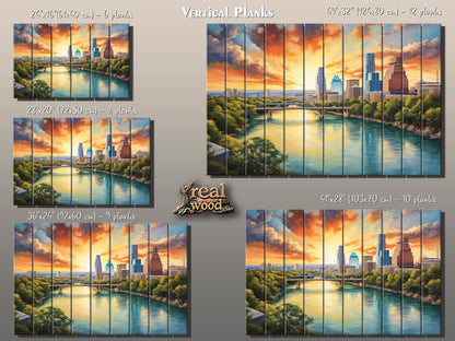 Wood Wall Art - Abstract Austin Painting Printed on Wood, Austin Wall Art, Austin Bridge Poster, Austin Skyline on Wood, Austin Wall Decor