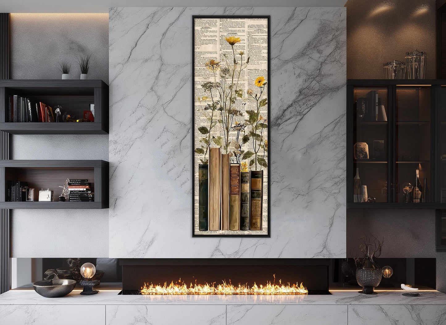 Wildflowers Canvas Print – Vintage Botanical Wall Art, Framed Floral Print, Ready to Hang