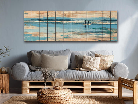 Paddleboard Wall Art – Nautical Coastal Wood Print with Ocean Paddleboard Art