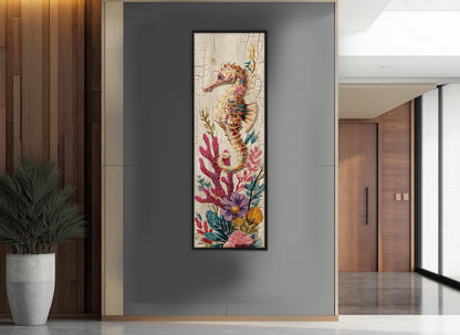 Seahorse Canvas Print – Ocean Wall Art | Framed Floating Frame Canvas, Ready to Hang
