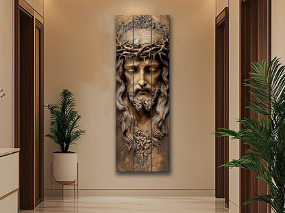Jesus Christ Wood Print – Michelangelo Inspired Religious Wall Art on Wood