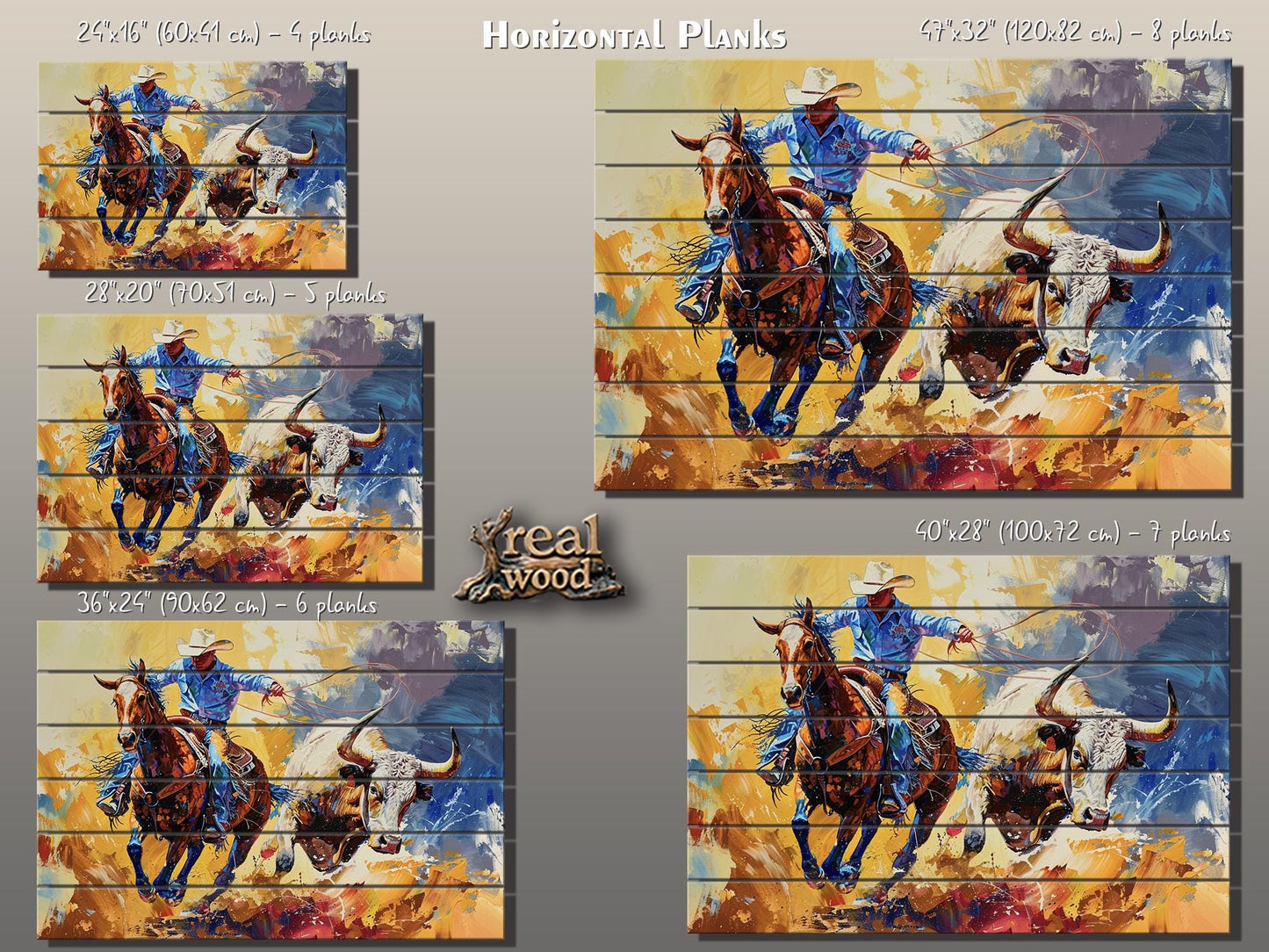 Cowboy Wood Wall Art – Rustic Farmhouse Decor | Wooden Wall Art Plank Print