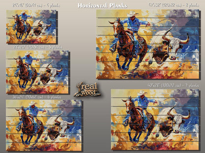 Cowboy Wood Wall Art – Rustic Farmhouse Decor | Wooden Wall Art Plank Print