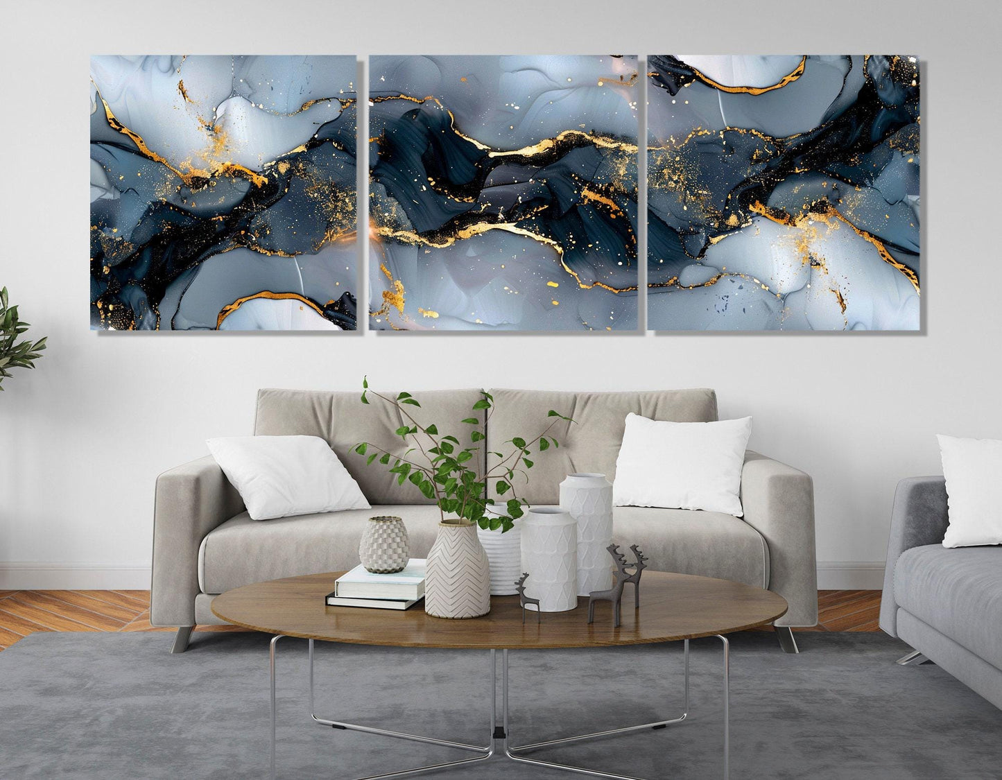 Contemporary Marble Canvas - Wide Modern Wall Art | Framed & Ready to Hang