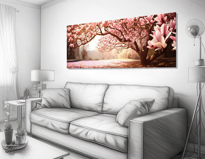 Magnolia Tree Blossom Canvas Print, Magnolia Painting, Large Floral Wall Art, Modern Bedroom Wall Decor, Framed and Ready to Hang