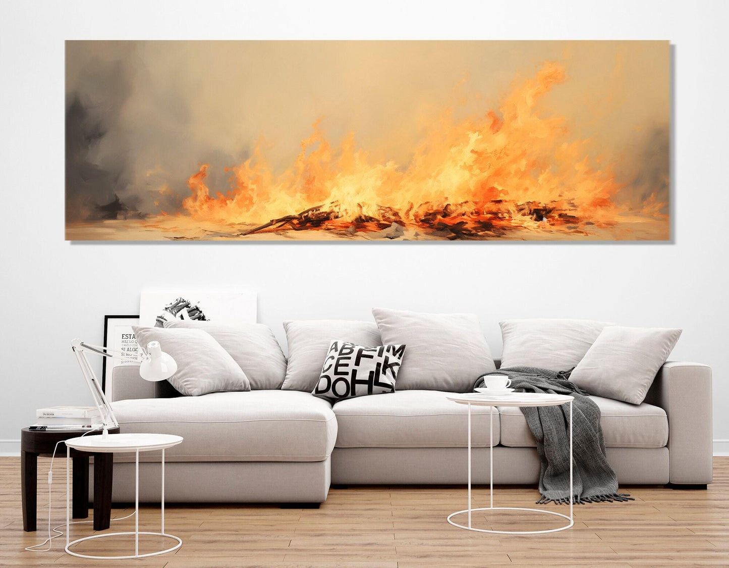 Burning Fire Canvas Print – Large Abstract Fire Painting | Ready to Hang Framed Art