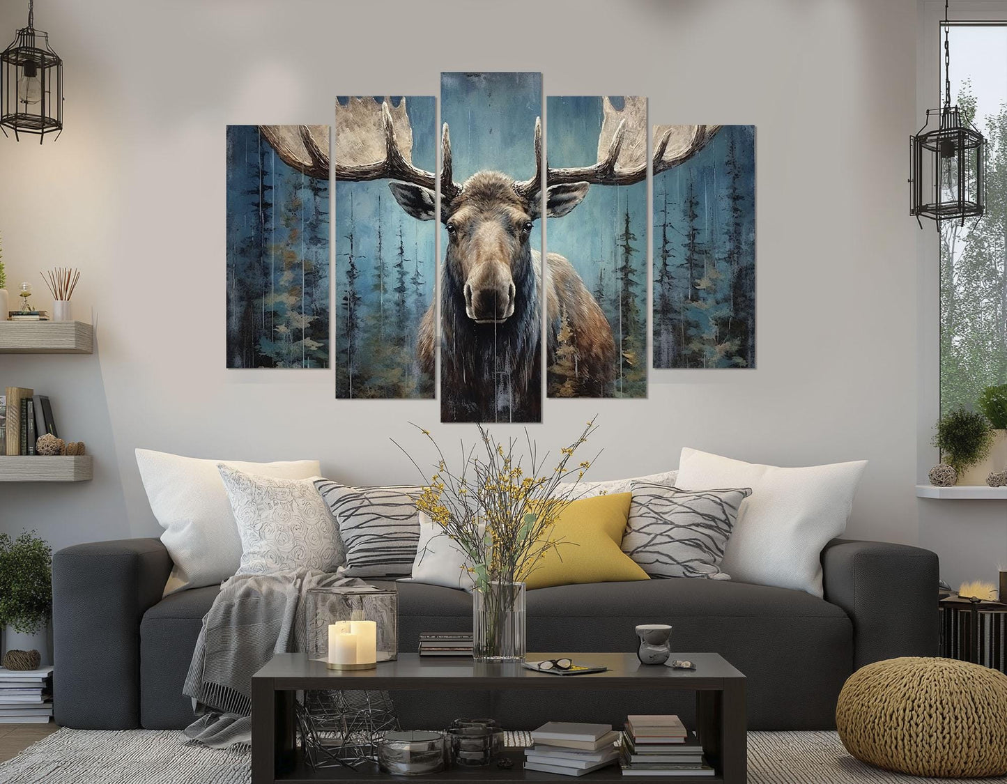 Rustic Moose Canvas Print – Framed Canvas Print | Ready to Hang Moose Wall Art