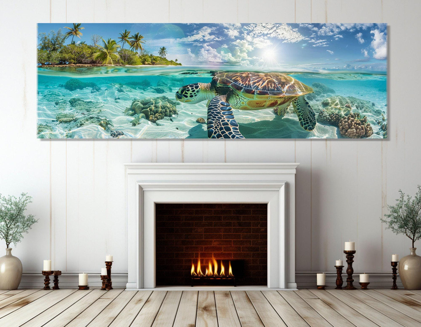 Sea Turtle Canvas Print – Underwater Wall Art | Framed Canvas Art Ready to Hang