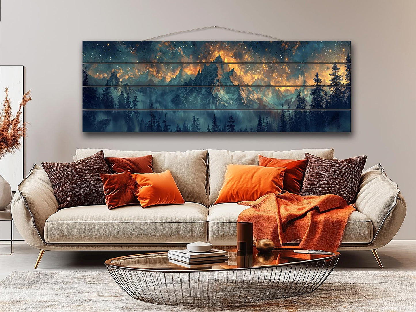 Majestic Mountains Printed On Natural Wood - Luxury Wall Art
