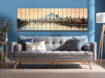 Vintage Portland Print on Natural Wood – Oregon Wall Art