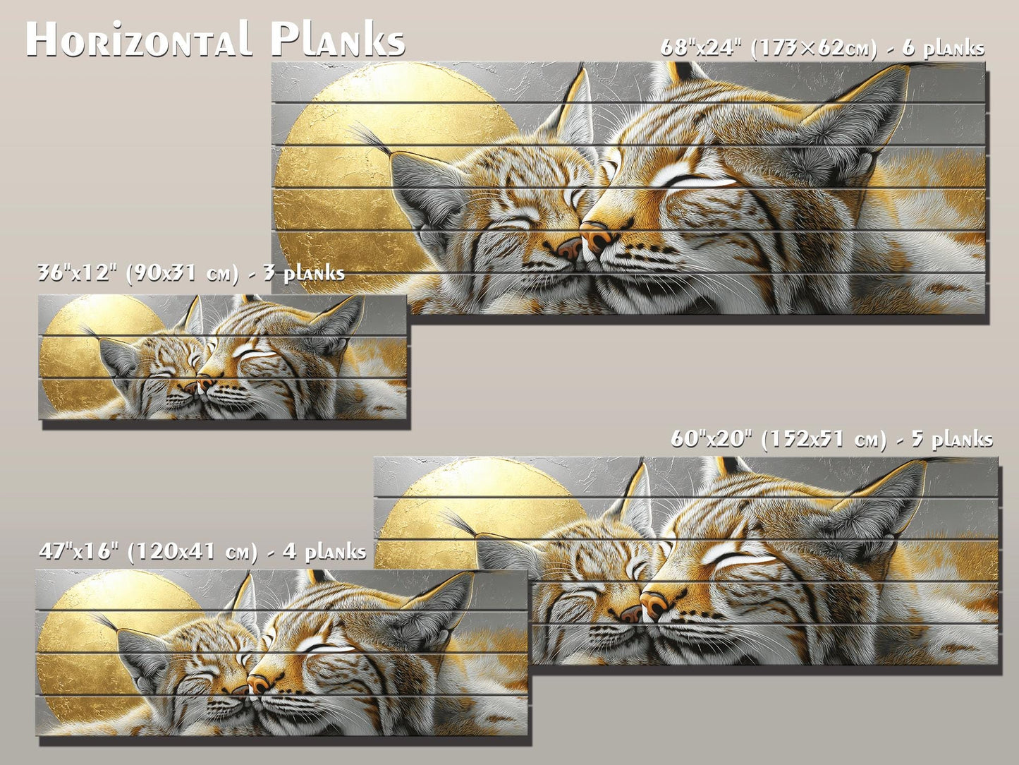 Tender Bobcats Print on Wood, Modern Romantic Wall Art