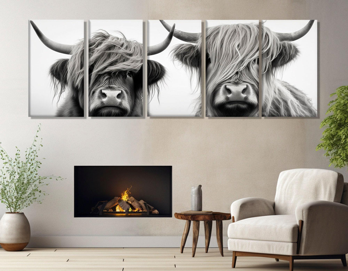 Highland Cows Canvas Print – Framed Canvas Art | Farmhouse Wall Decor Ready to Hang