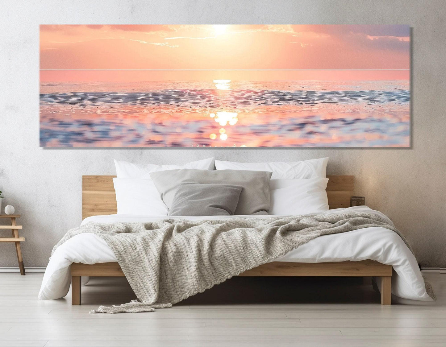 Scenic Sunset over the Ocean Canvas Print, Coastal Wall Art, Framed and Ready to Hang