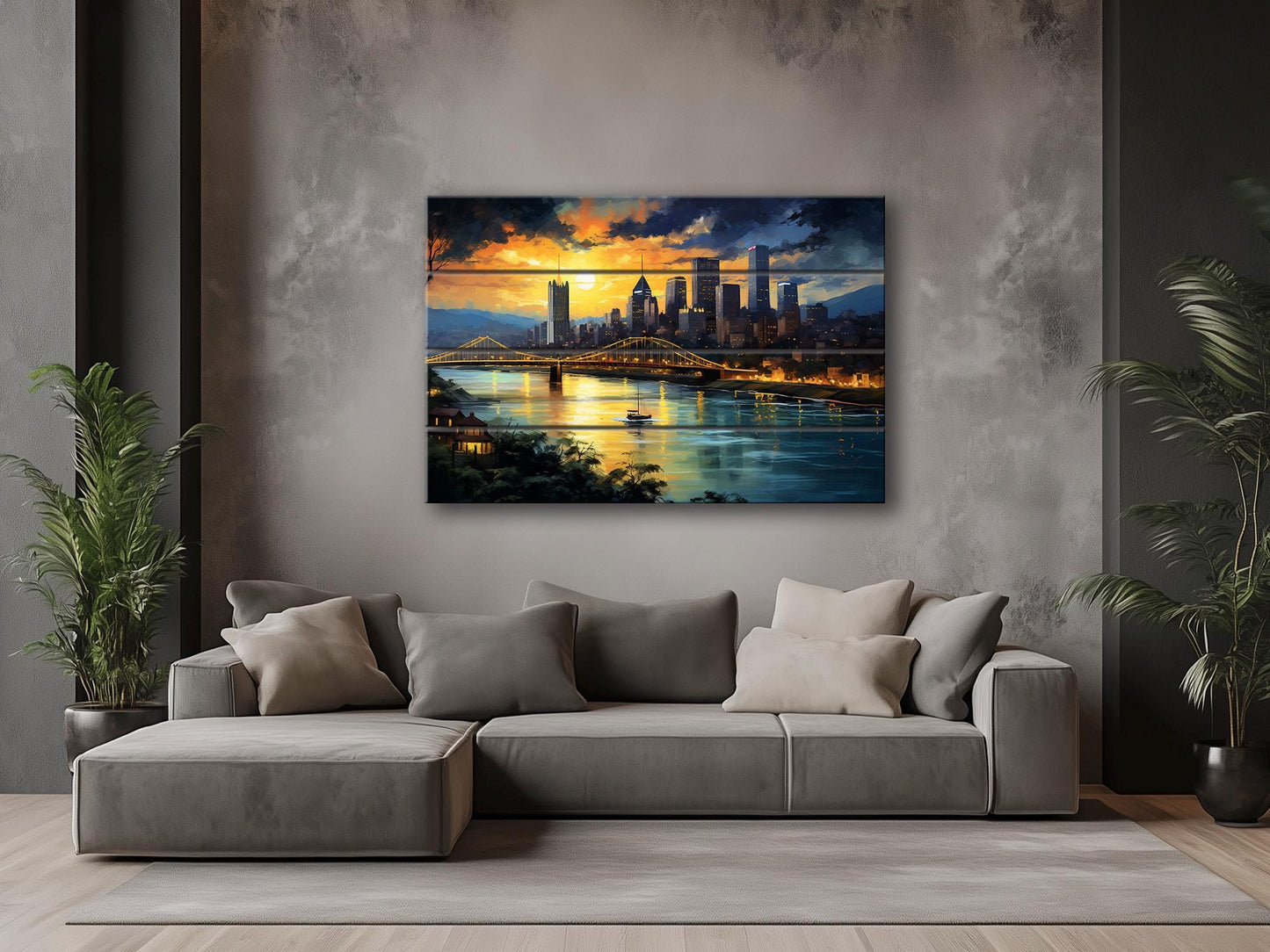Pittsburgh Wall Art - Rustic Wood Wall Decor With Unique Grain & Fade Resistant Print