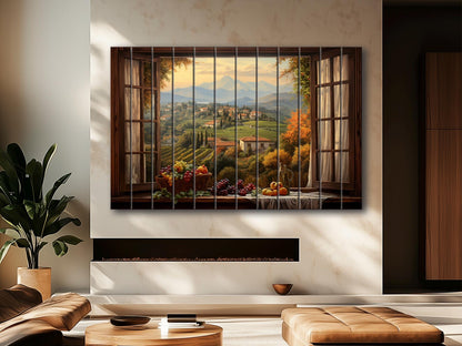 Rustic Wood Wall Art – Tuscany Open Window Print on Wood | Italian Decor