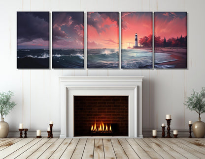Michigan Lake Canvas Print – Scenic Lighthouse Wall Art | Framed & Ready to Hang