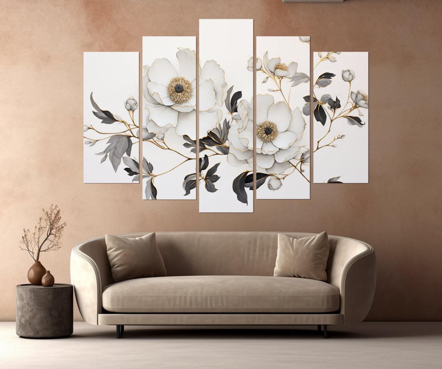 Minimalist Flower Canvas - Floral Wall Decor | Framed Canvas Print Ready to Hang
