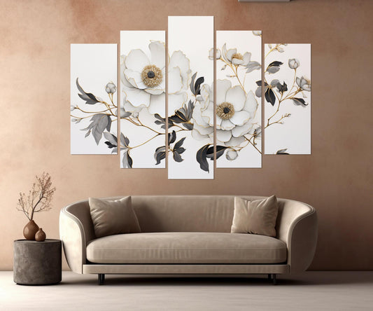 Minimalist Flower Canvas - Floral Wall Decor | Framed Canvas Print Ready to Hang