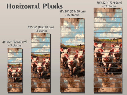 Wood Wall Art – Piglet Painting Print on Wood – Playful Farm Animal Wall Decor – Rustic Wood Print for Country Homes