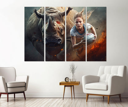 Woman Rugby Wall Art - Abstract Rugby Girl Canvas Print | Framed & Ready to Hang