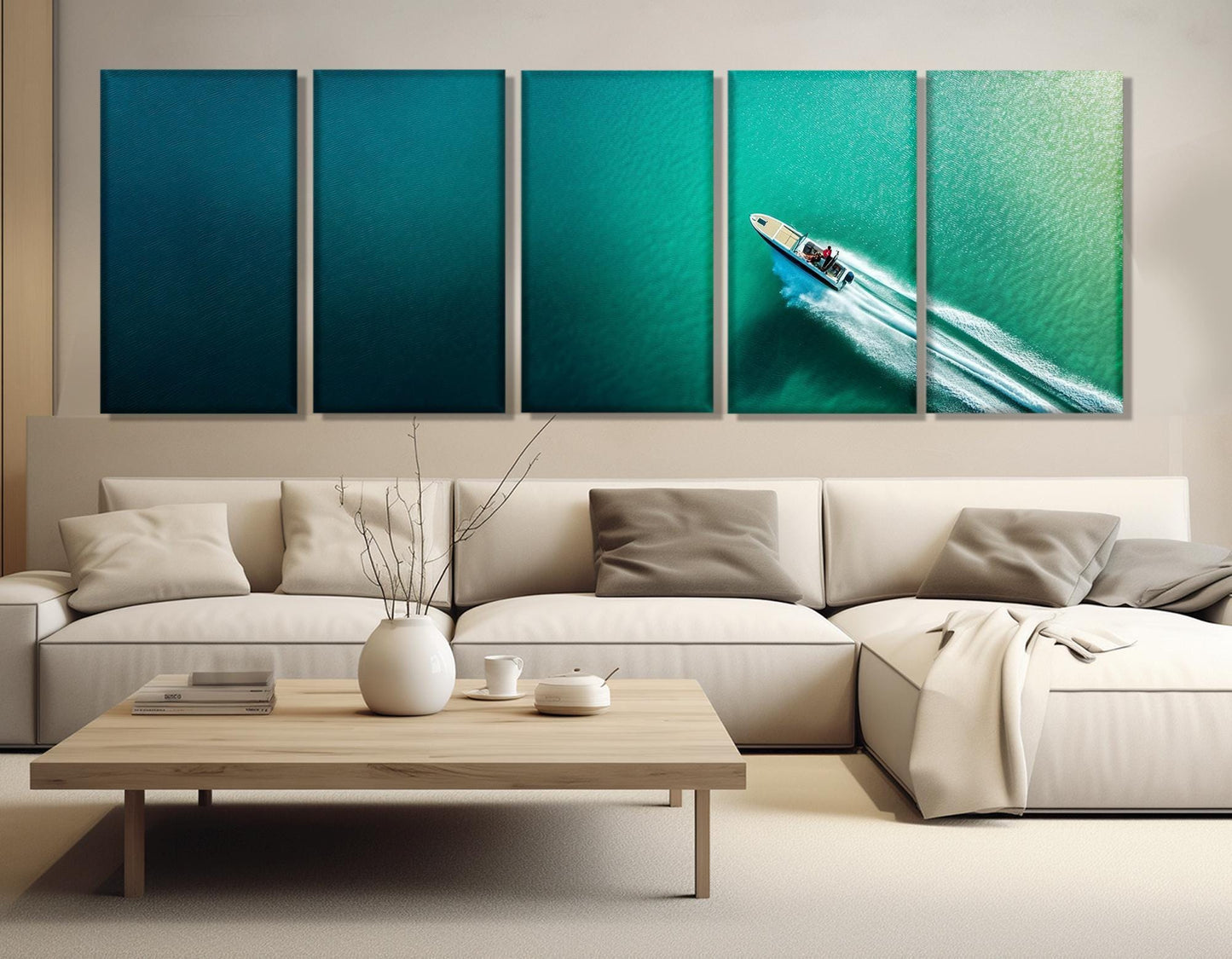 Aerial Seascape Canvas Print – Framed Cotton Canvas | Nautical Wall Art Ready to Hang