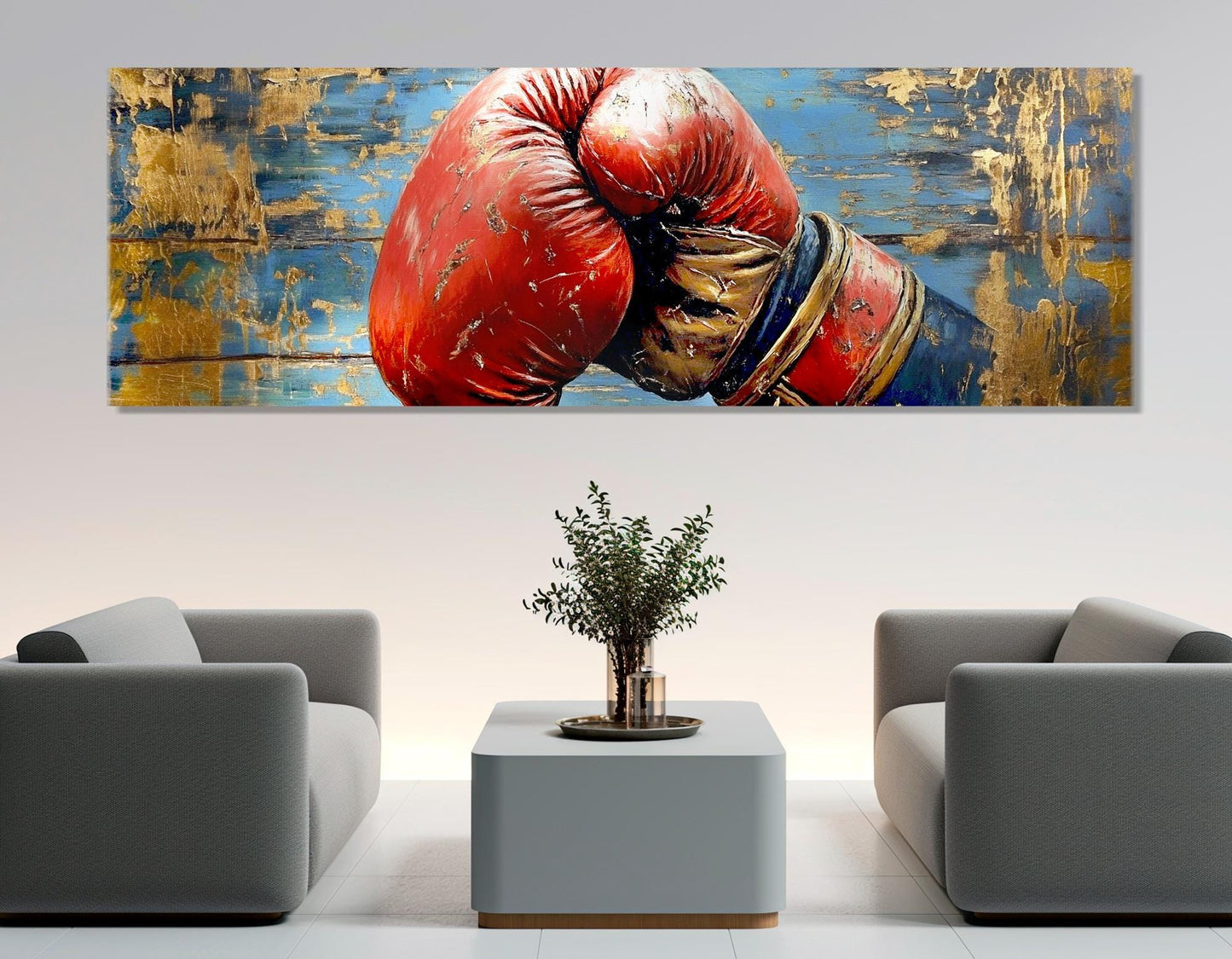 Boxing Wall Art – Retro Boxing Glove Painting on Gallery Wrapped Cotton Canvas Print