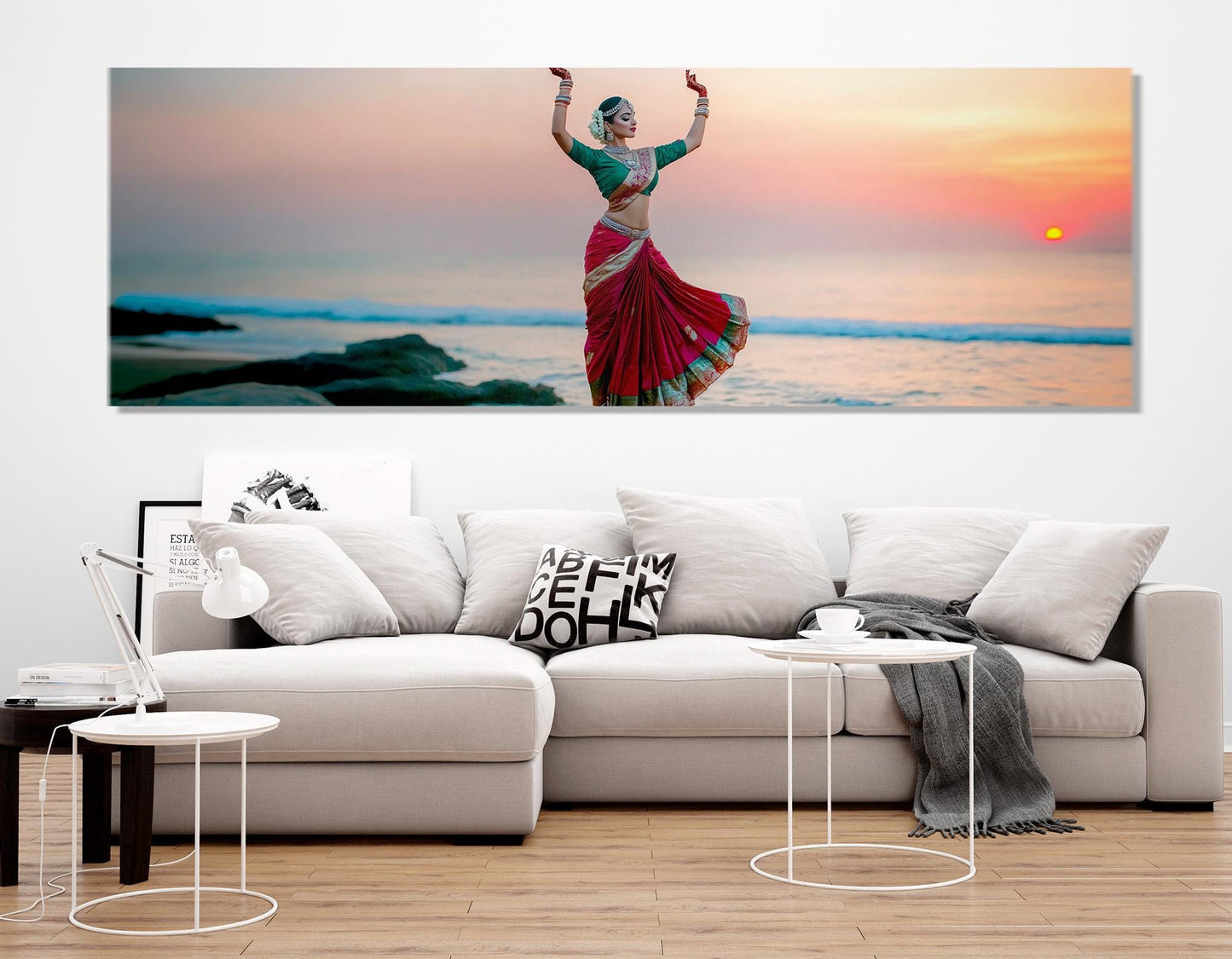 Indian Odissi Dance Canvas – Vibrant Cotton Canvas Print | Framed Beach Sunset Art