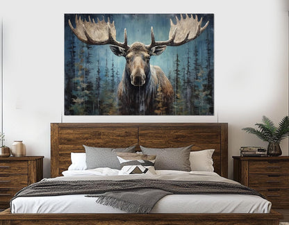Rustic Moose Canvas Print – Framed Canvas Print | Ready to Hang Moose Wall Art