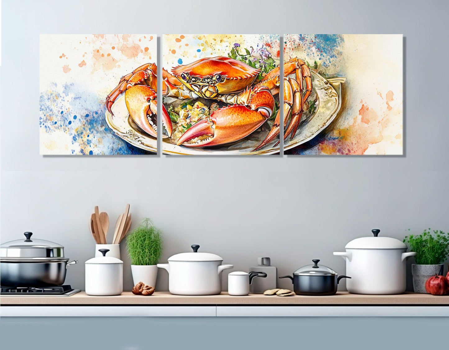 Crab Canvas Print – Platter of Crab Art | Kitchen Wall Art, Ready to Hang