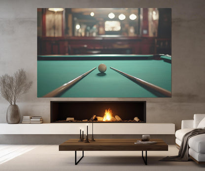 Billiards Wall Art - Large Cotton Canvas Print | Framed Gallery Wrapped Canvas