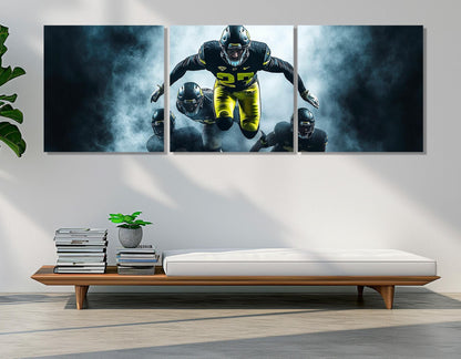 Abstract Football Wall Art, American Football Canvas Print, Framed and Ready to Hang