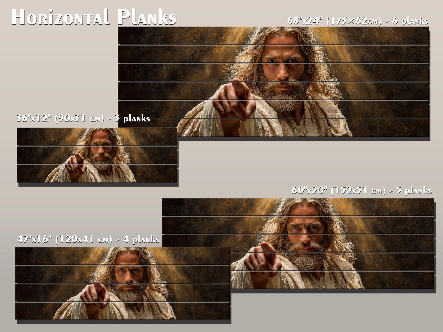 Jesus Christ Wall Art – Religious Wood Print | Golden Light Artwork on Planks