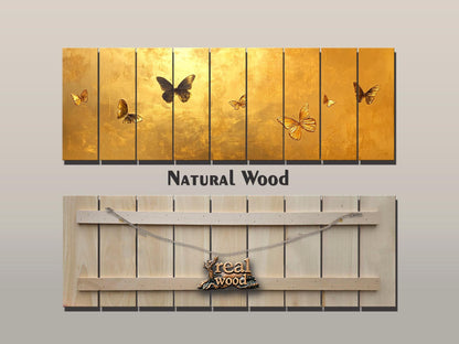 Gold Butterfly Wall Art - Printed Wood Panel | Luxury Wood Wall Decor