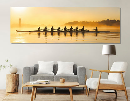Rowing Wall Art – Large Rowers Sunset Canvas | Framed Canvas Print Ready to Hang