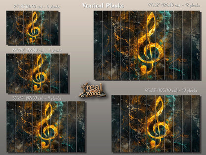 Treble Clef Wall Art - Rustic Wood Plank Painting with Organic Texture