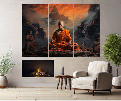 Buddhist Monk Canvas – Meditation Wall Art | Shaolin Wall Art Framed Print