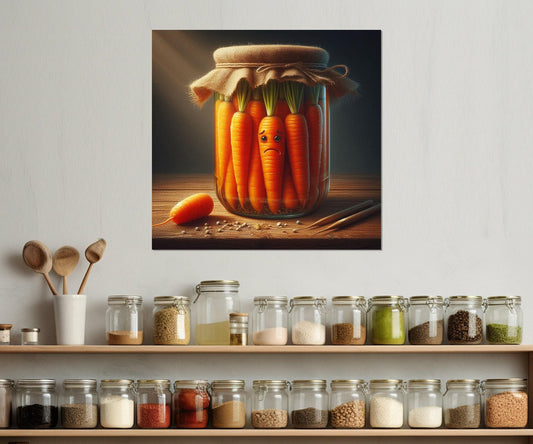 Kitchen Wall Decor – Funny Kitchen Print Pickled Vegetables Art Framed Canvas Print