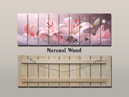 Pink Lily Wall Art Print on Wood