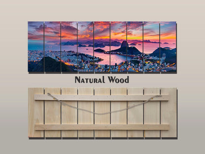 Rio De Janeiro Wall Art – Natural Wood Print, City Skyline Artwork, Ready to Hang