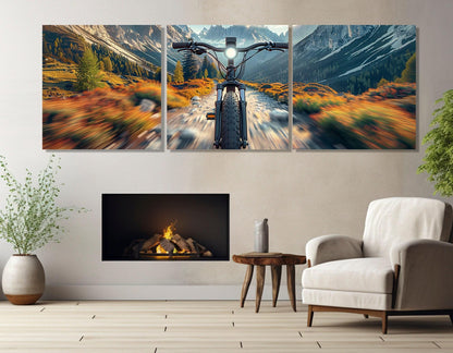 Downhill Bike Wall Art – Mountain Bike Print | Framed Canvas Art, Ready to Hang