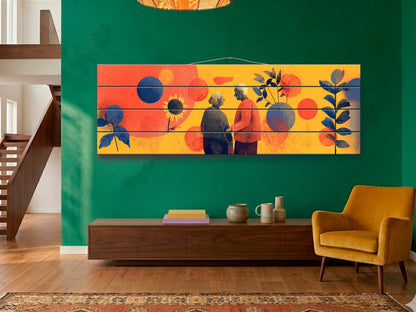 Elderly Couple Print on Wood, Emotional Age Support Wall Art
