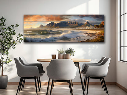 Cape Town Wood Wall Art – Rustic Abstract Skyline Print on Wood Planks