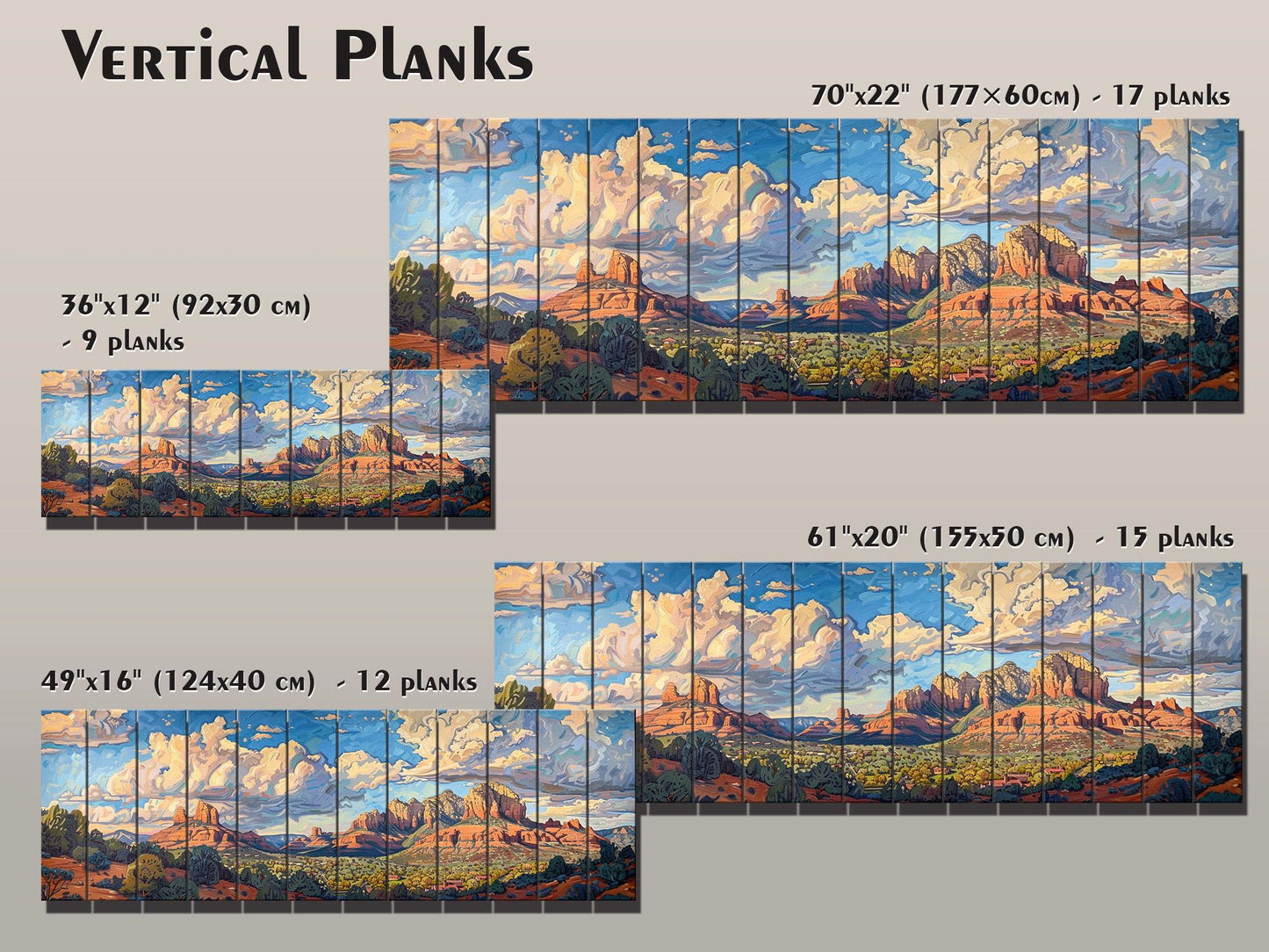 Sedona Wood Wall Art – Rustic Wood Plank Art | Arizona Wall Decor Print