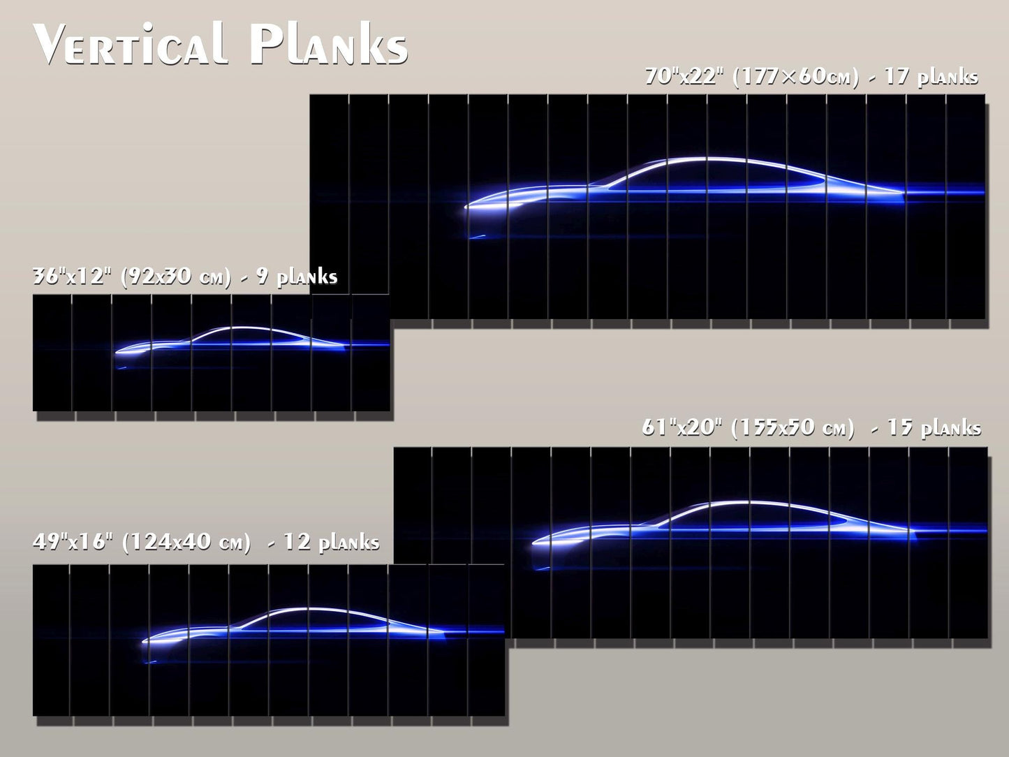 Minimalist Sports Car Silhouette  Printed on Wood - Vehicle Wall Art